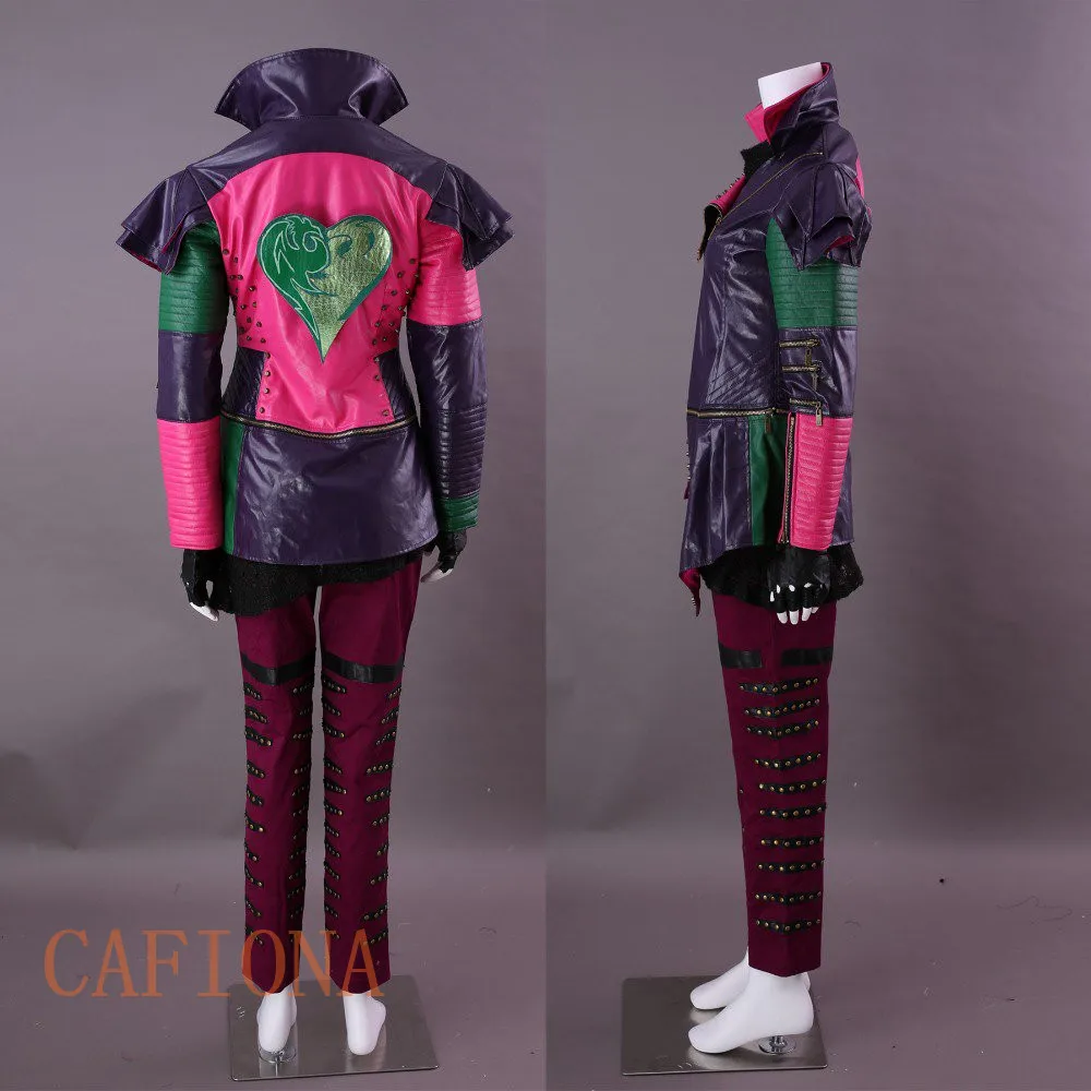 Костюм для косплея малы Cafiona Descendants 2 кожаное пальто в стиле панк полный комплект