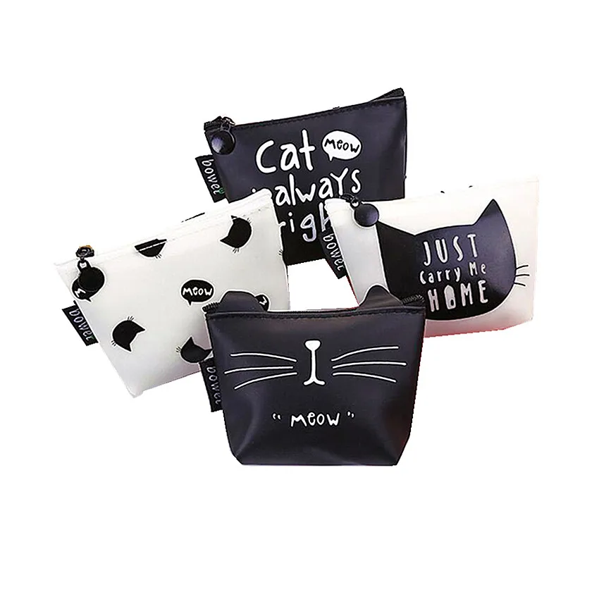 M014 2017 новые женские кошельки Милая Черная Кошка Белая кошка желе кошелек для