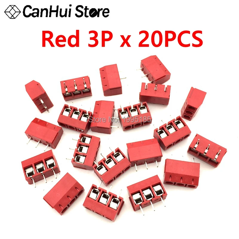 20 шт. KF301-2 P 3 P винт 5,0 мм клеммный блок 2 Pin 3 Pin pcb клеммный блок соединитель синий, зеленый, красный и черный выбор