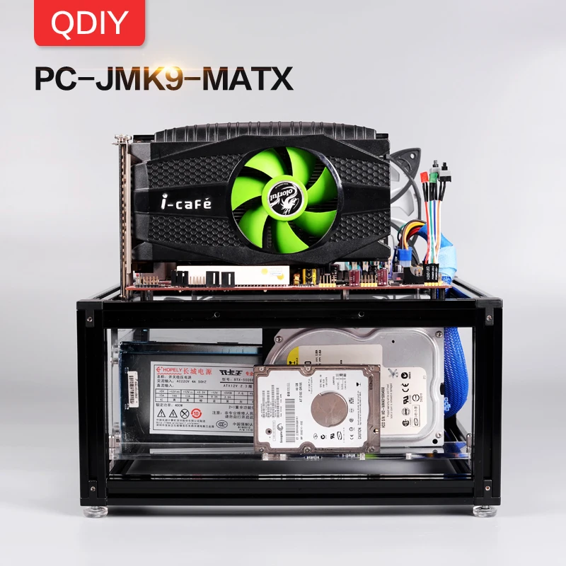 QDIY PC-JMK9 персонализированный MicroATX открытый алюминиевый сплав блок с водяным охлаждением платформа компьютер ПК Рамка