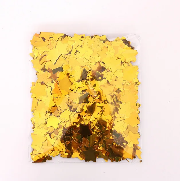 gold star confetti 10 30 г Свадебная вечеринка бросок конфетти алюминиевая фольга маленький круглый диск блестки прозрачная волна шар украшение воздушный шар аксессуары - Цвет: gold star confetti