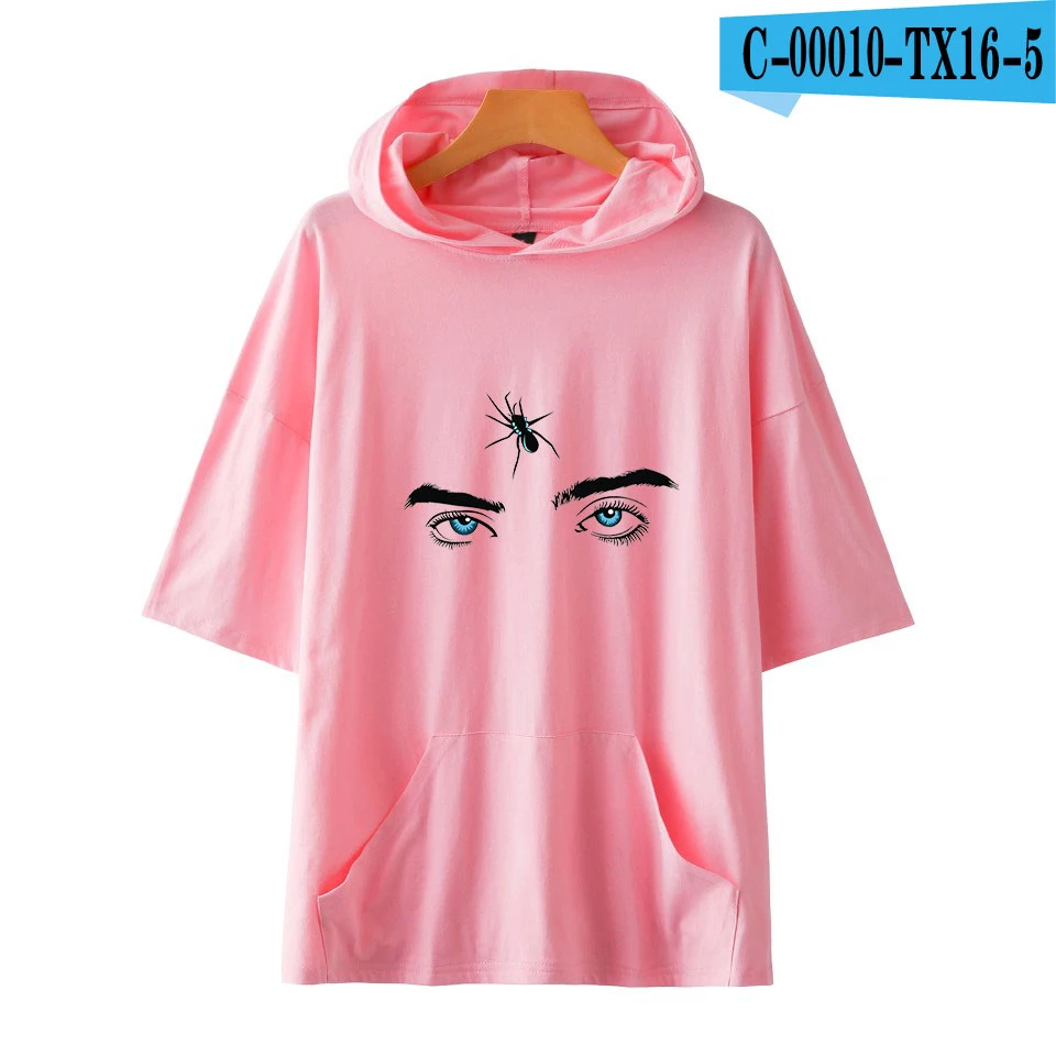 FADUN Tommee Billie Eilish Мужская/женская футболка с капюшоном, одноцветные футболки, летние модные футболки с коротким рукавом, стильный топ с капюшоном, 4XL - Цвет: pink