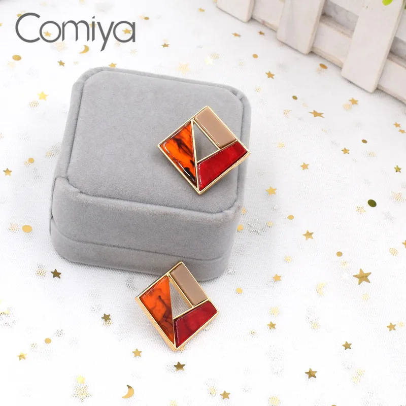 Женские милые серьги гвоздики Comiya сережки из акрила с квадратным