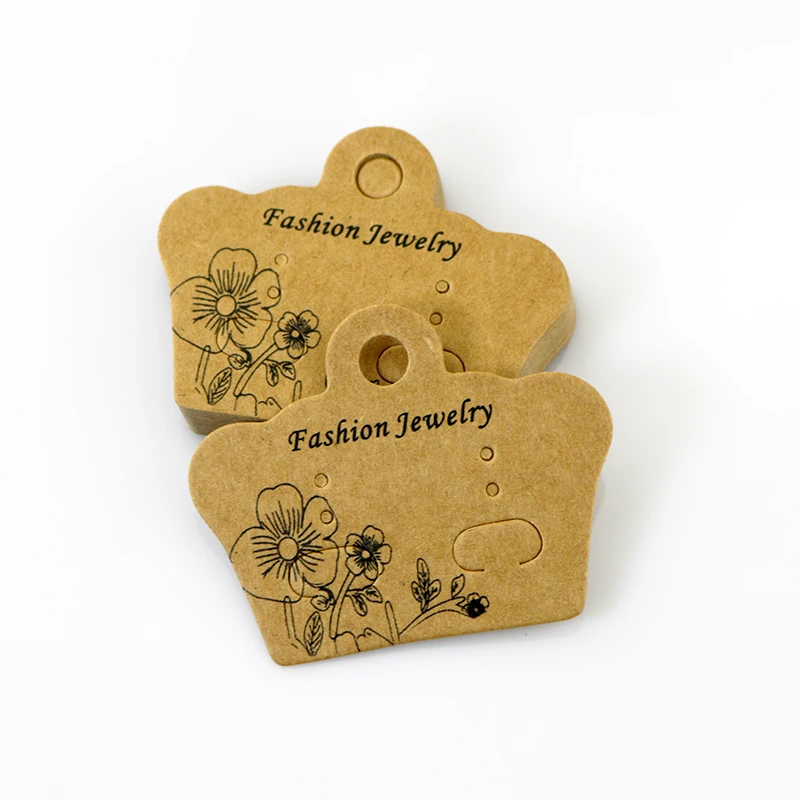 

Wholesale 1000pcs Crown Kraft Paper Earring Card 4x5cm Ear Studs Price Tags Earring Packaging Cards Accept Custom LOGO