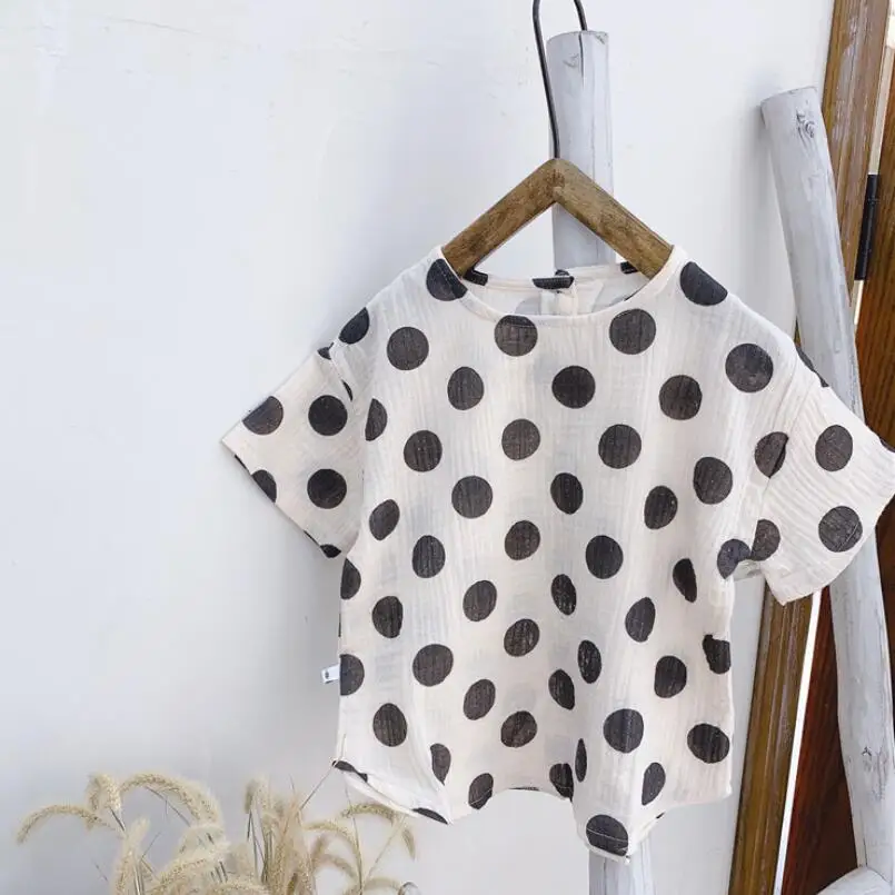 Новинка лета 2019 блузка с коротким рукавом для девочек топы детская одежда в