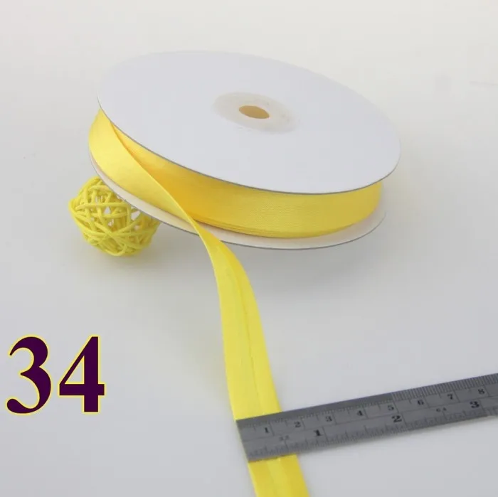 34 yellow Полиэфирная атласная косая связывающая лента Размер: 15 мм, ширина: 5/" 20 метров/картон 1,5 см косая лента из блестящего хорошего сатина - Цвет: 34 yellow