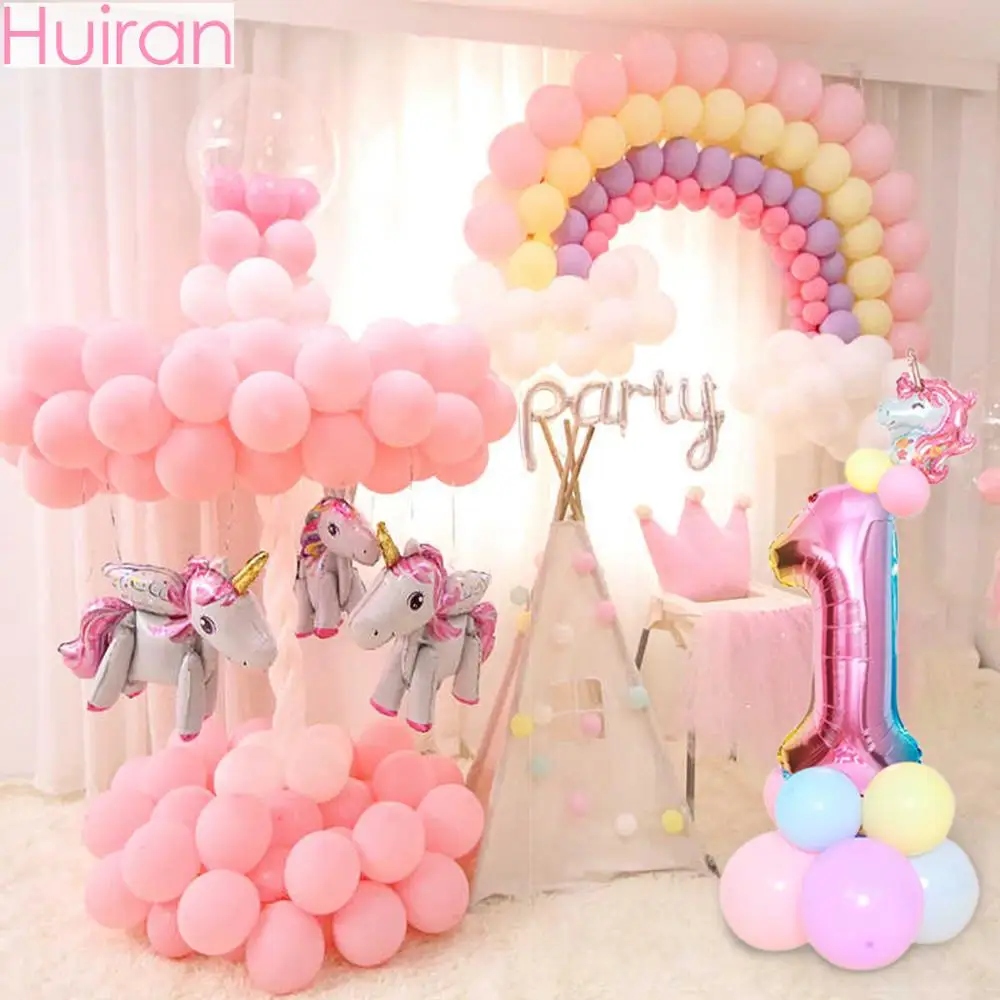 Единорог Макарон воздушный шар колонна база фольги Баллоны 1 день рождения