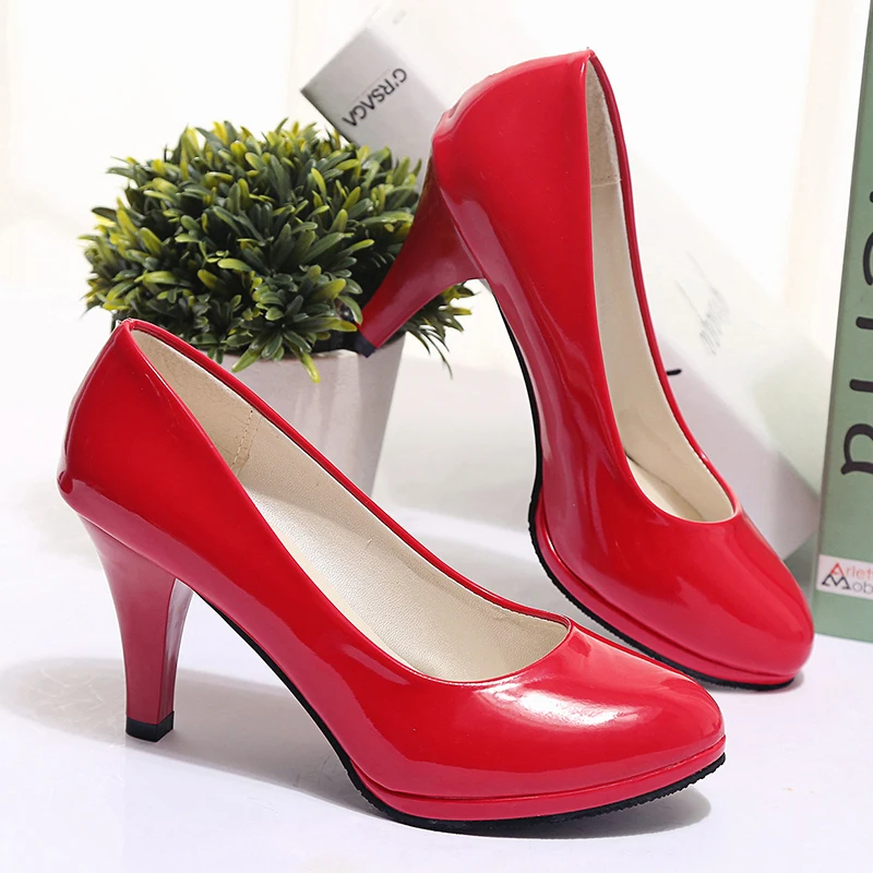 Весна и осень с Круглым Черным Для женщин обувь на высоком каблуке