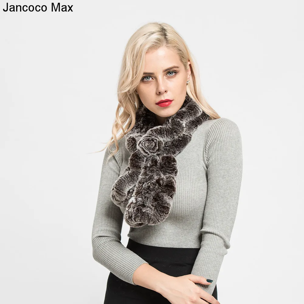 Jancoco Max Новое поступление толстый теплый Настоящий мех кролика шарф весна осень зима шейный платок мягкая Муфельная S7119
