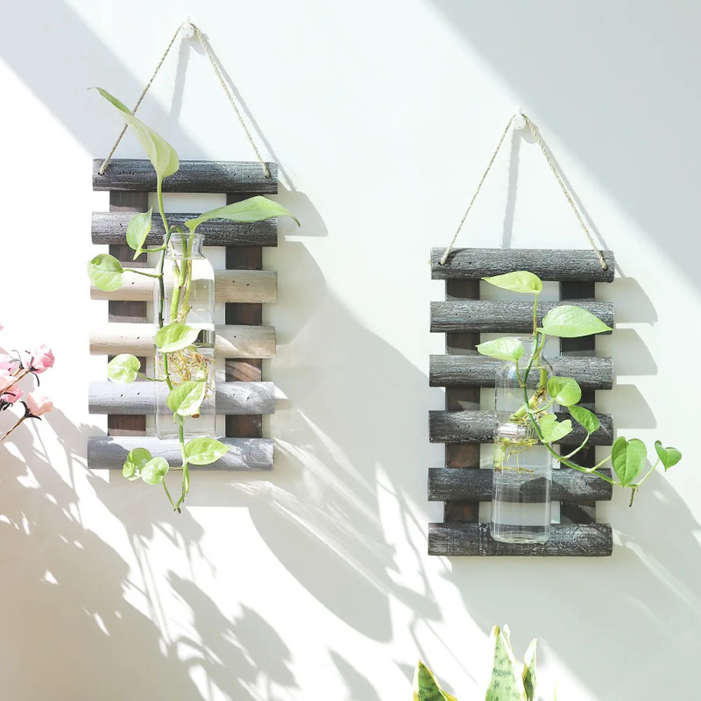 Ретро деревянная доска настенная подвесная ваза завод гидропонный контейнер