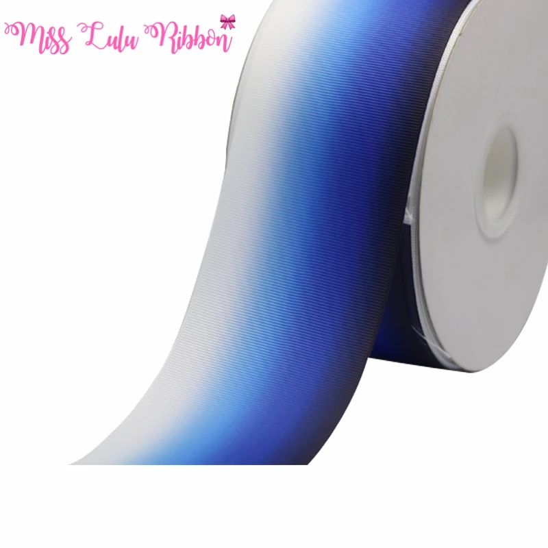 

3"75mm Ombre Blue and White Stripe Color Changed Gradient Printed Grosgrain Ribbon 22mm 38mm Handmade Hair Bows Party Decoration