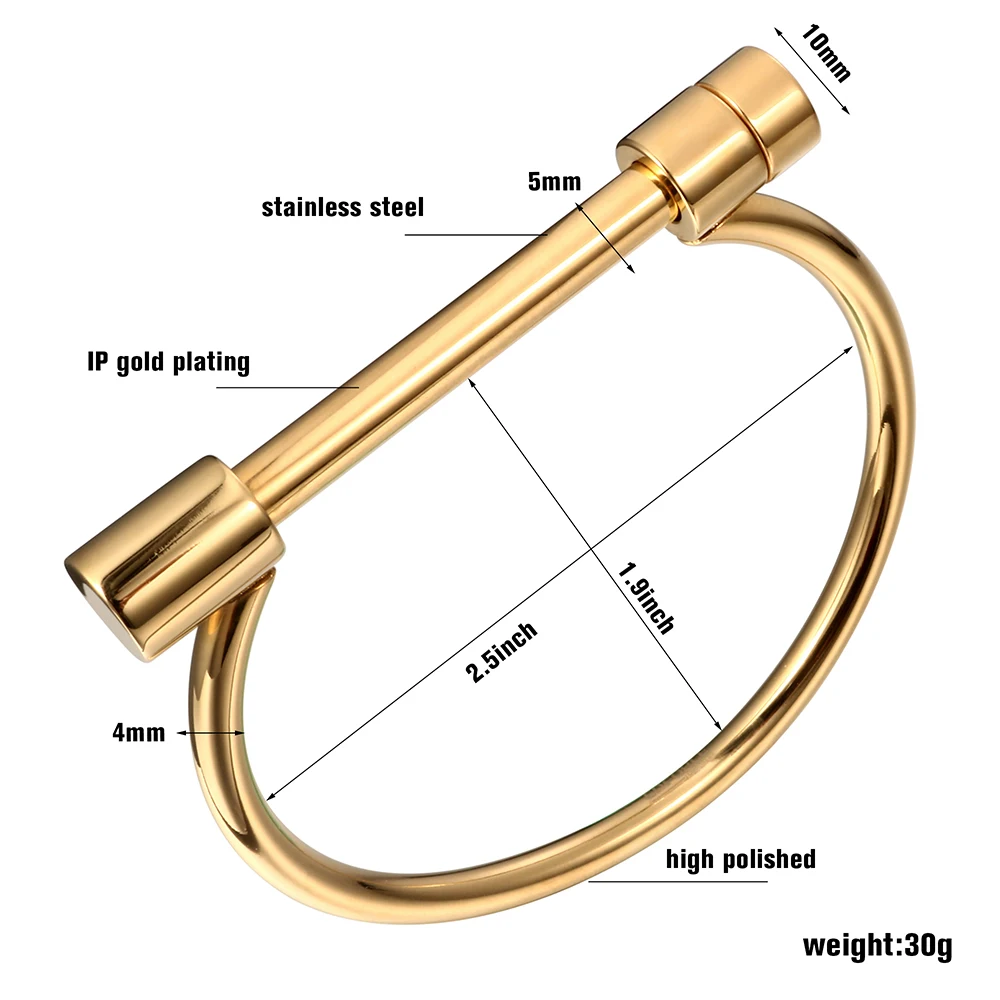 Классические золотые браслеты с скобами и винтами 3 цвета s модные большие