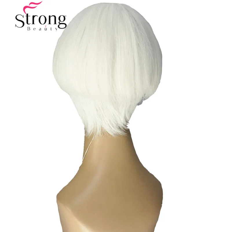 StrongBeauty короткий мягкий белый блондин парик тепла freindy Синтетический Полный парик для женщин - Цвет: Белый