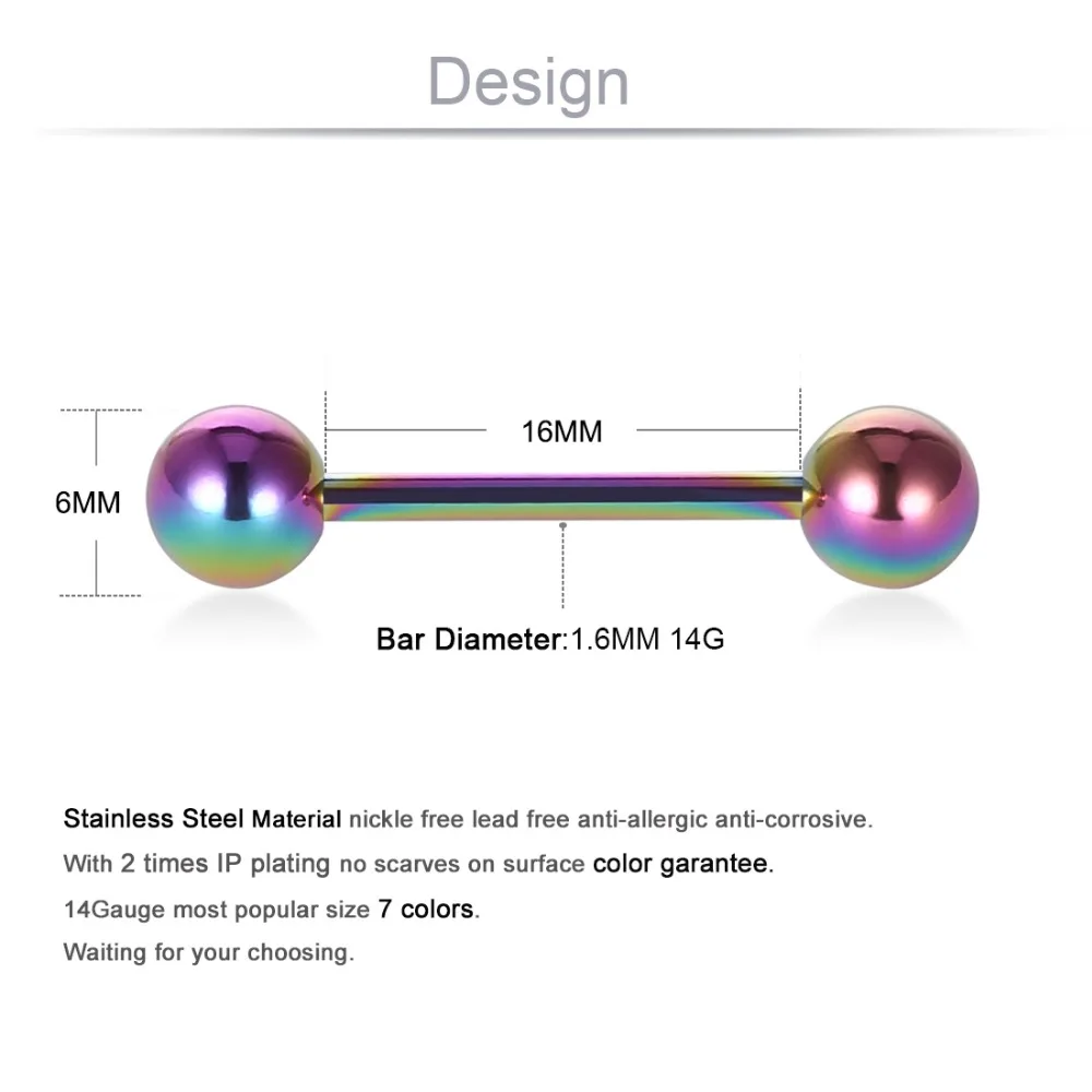 7 шт./лот с титановым покрытием пирсинг украшения для пирсинга языка Бары девочек