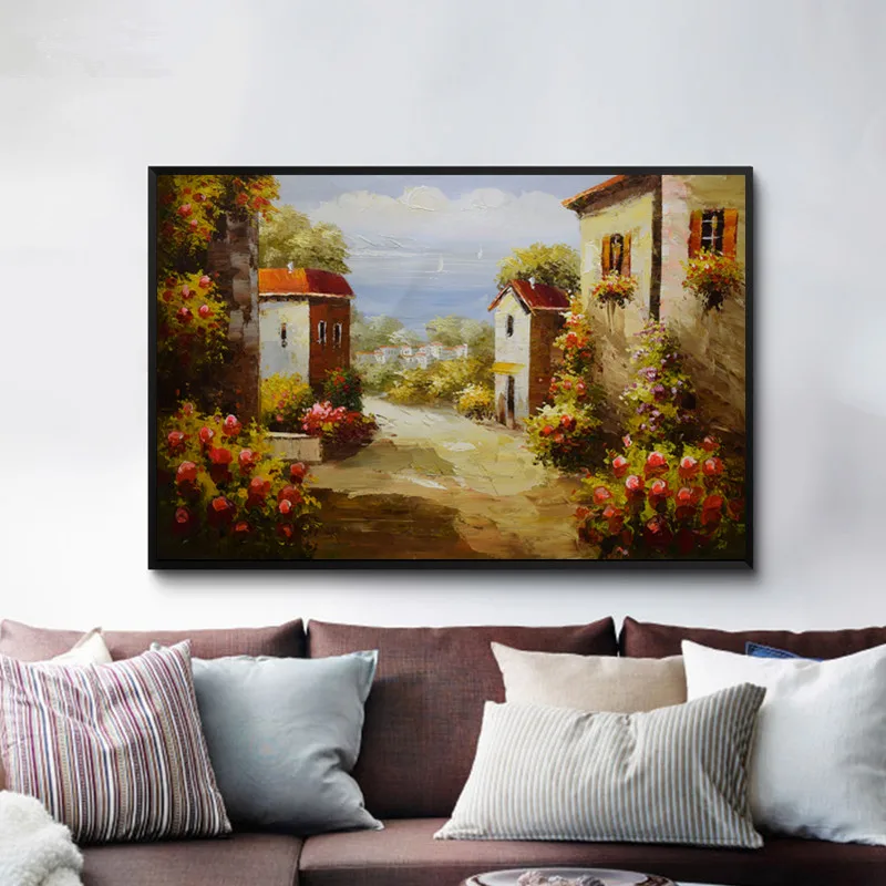 

Oil painting on canvas Mediterranean scenery Home Decoration Wall art picture for living room Europe Landscape oil painting