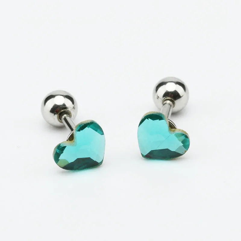 2 шт. серьги гвоздики с маленькими сердечками хрящами из хирургической стали 5 мм 8