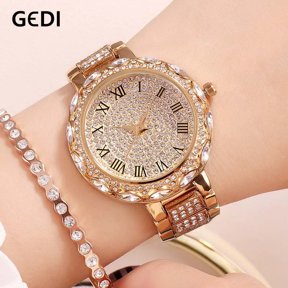 GEDI Women Watches Luxury Relogio Feminino Rosegold Dial Fashion Montre Femme Ladies Wristwatch Clock Watch for Dress 2019|Женские