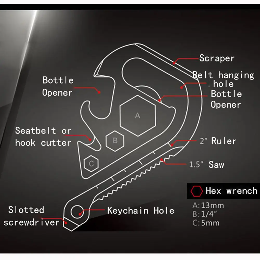 1pcs Stainless Steel Multifunction Saw Bottle Opener Belt Six Angle Wrench | Дом и сад