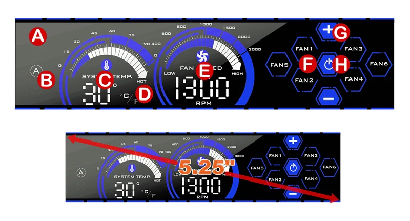 ALSEYE a-100L(R) Контроллер вентилятора для Компьютере кулер 6-и каналов Сенсорное управление для куллер