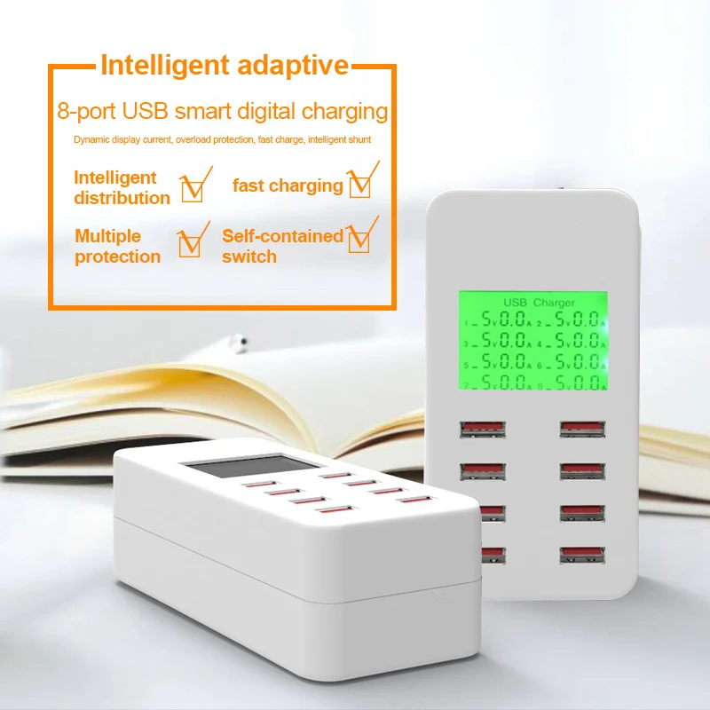 8 портов настольное зарядное устройство светодиодный дисплей Быстрая зарядка