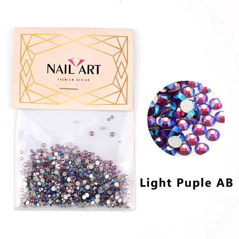 Light Purple AB 1080 шт смешанные размеры ногтей Стразы Кристалл страз камни красочные стеклянные стразы для ногтей искусство 3D украшения аксессуары - Цвет: Light Purple AB
