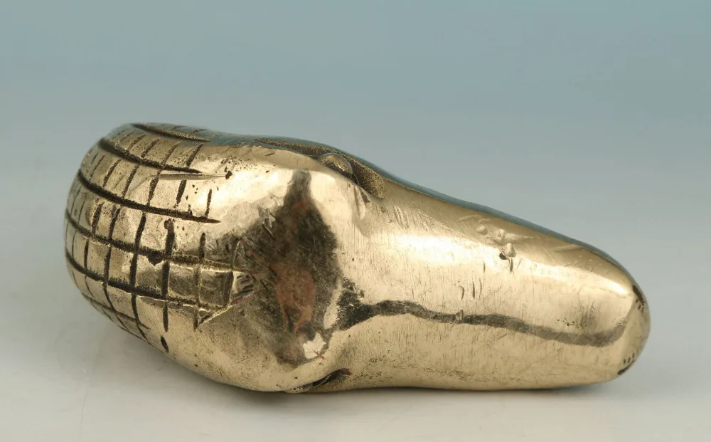 Жесткая китайская латунная ручная резьба статуя крокодила трость трость|head head|head