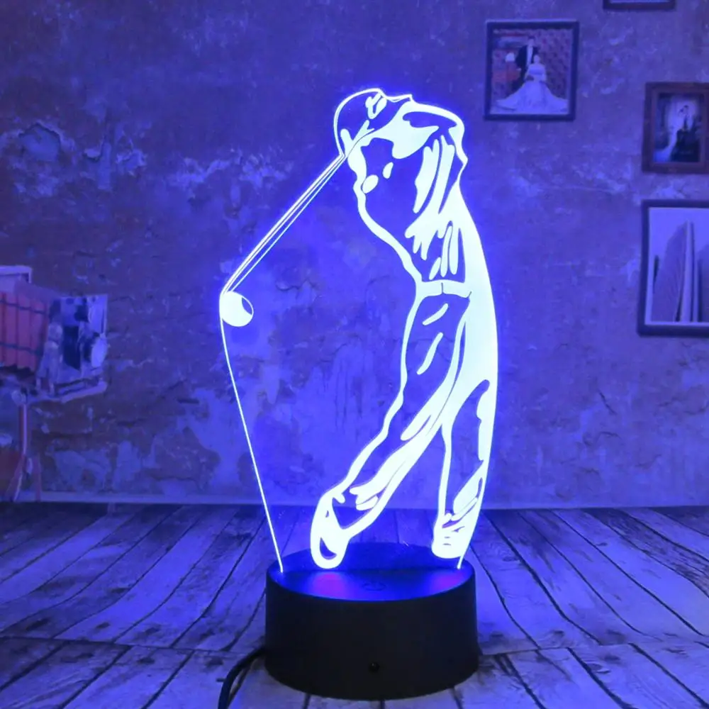 Новые креативные подарки акриловые 3D ночные светильники play golf USB LED фигурка 7