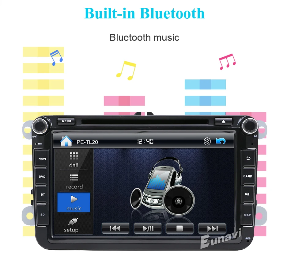 Eunavi 2 DIn автомобильный DVD 8' HD для VW POLO GTI GOLF 5 6 MK5 MK6 JETTA PASSAT B6 Touran Sharan с gps навигацией Радио RDS