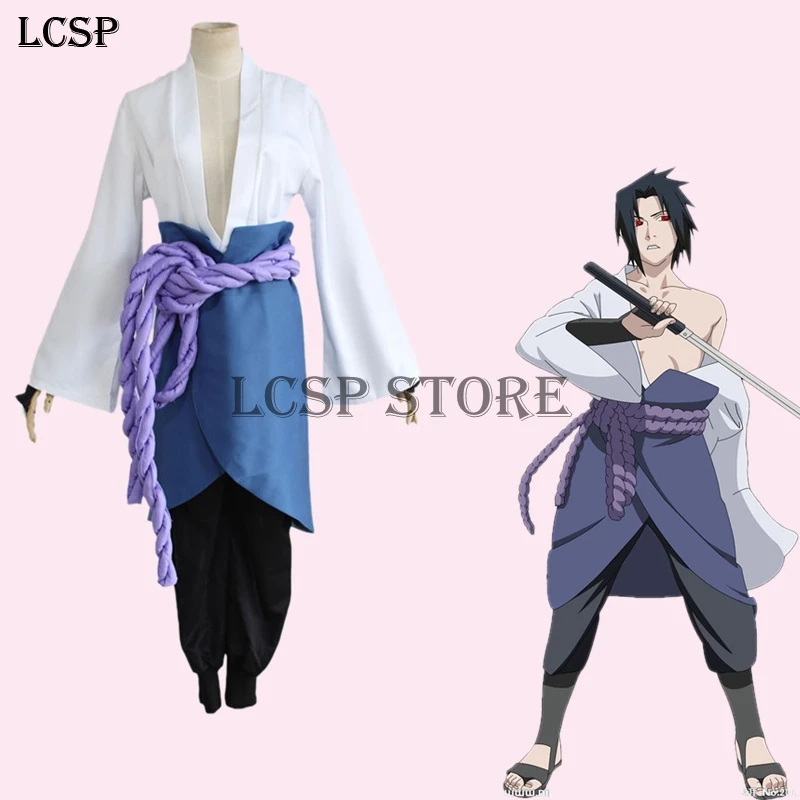 LCSP NARUTO Uchiha Sasuke Косплей Костюм японского Аниме кимоно Униформа костюм одежда топ