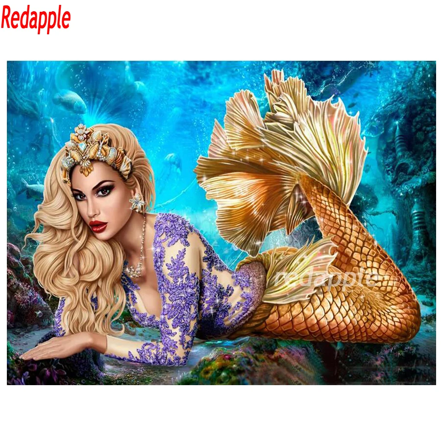 

Full circular Diamond embroidery"Mermaid"5D DIY diamond painting cross stitch mosaic diamond picture diamond square drill beauty