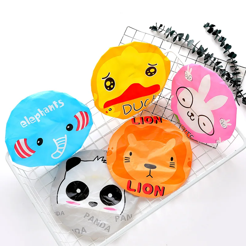 Милый мультфильм животных колпачок для душа шляпа ванны Сауны Эластичная лента