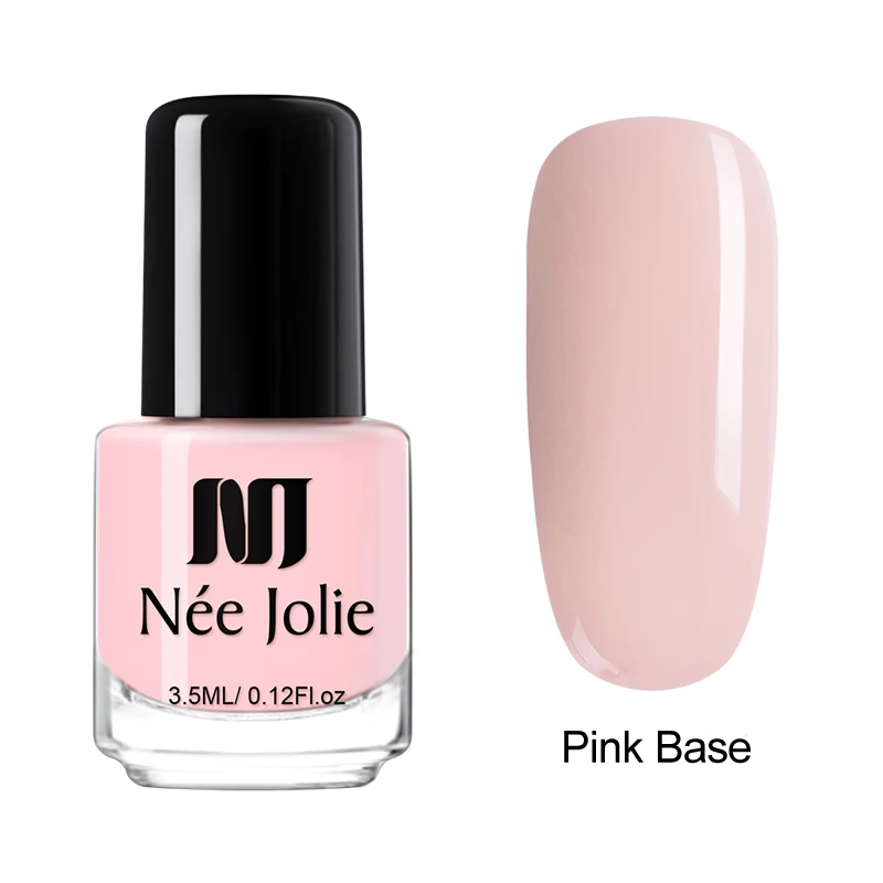 3.5ml pink base NEE JOLIE 7,5 мл оболочка лак для ногтей 3,5 мл мерцающий перламутровый фиолетовый блестящие, дизайн ногтей покрытые лаком ногти дизайн Белый Розовый Черный основа - Цвет: 3.5ml pink base