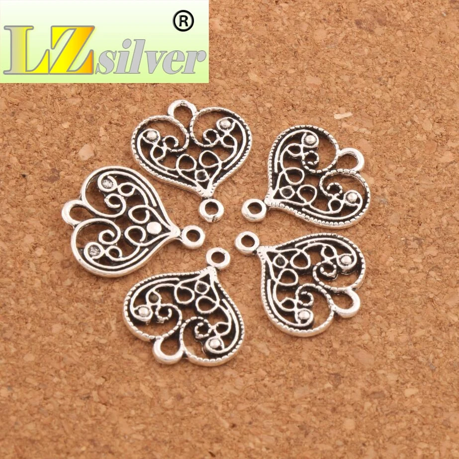 200 шт. цинковый сплав Филигрань Сердце разделитель соединителей очарование