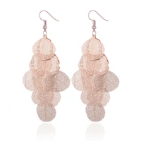 new fashion rose gold and silver plated bohemian jewelry drop leaves earrings charm jewelry for women