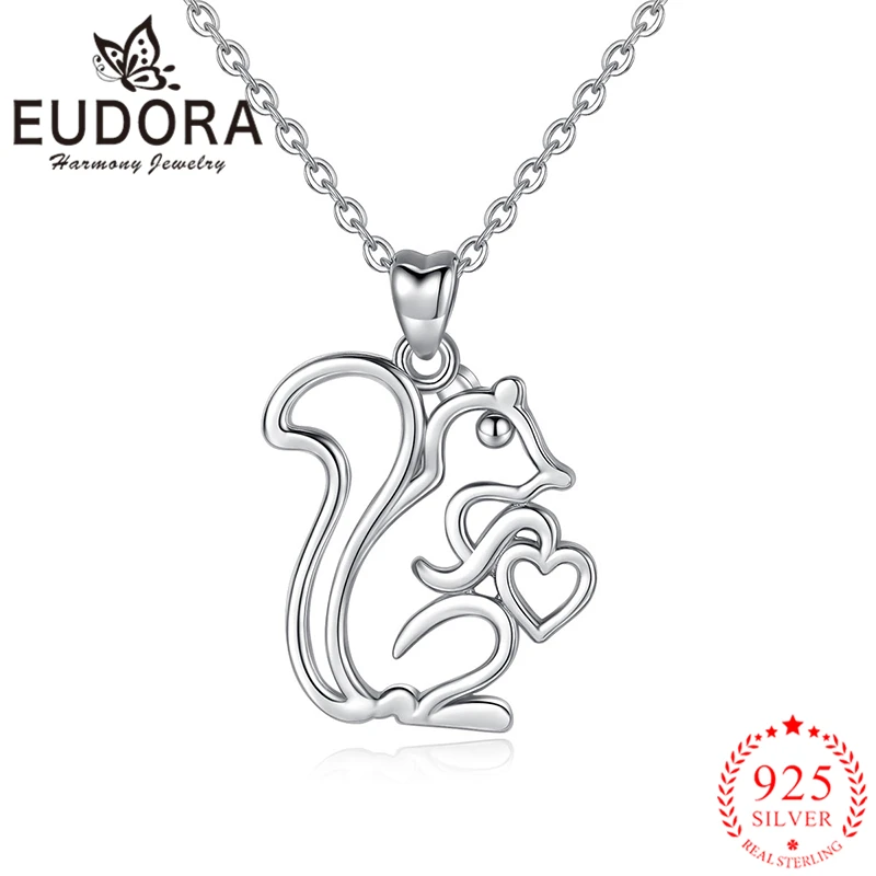 Eudora Настоящее серебро 925 пробы милая белка модные ювелирные изделия для женщин