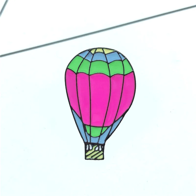 New pink hot air balloon brooch multicolored badge needle children fun denim clothing backpack pendant jewelry gift | Украшения и