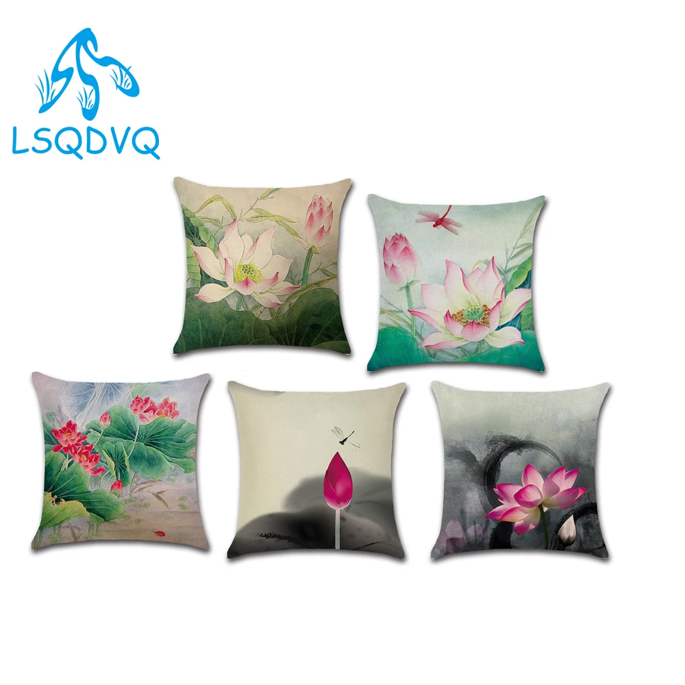 Декоративные диванные подушки Чехол лотоса Цветочный чехол для из полиэстера