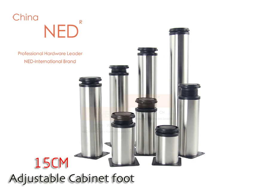 Марка NED 4 ШТ. Мебель Ноги 15 СМ Регулируемая Высота Нержавеющей Стали стол Шкаф