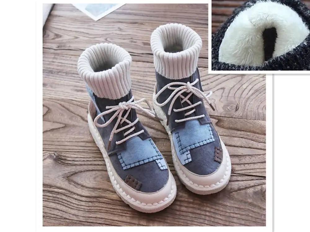 Khaki thick velvet Careaymade-Sen/женские ботинки на плоской подошве Удобные Ботинки martin с мягкой подошвой женские ботинки ручной работы - Цвет: Khaki thick velvet