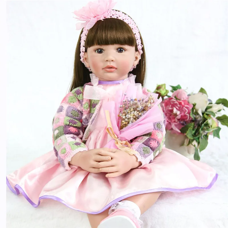 

60cm Bebes reborn Silicone vinyl Baby Doll Toys For Children Girls Bonecas 24inch alive Princess Toddler baby doll gift for ch