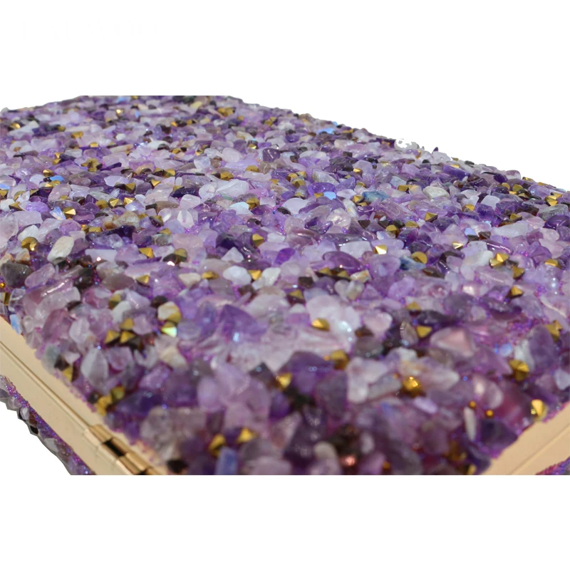 LAUWOO Purple Stone Women Elegant Evening Bags Lady Diamond Banquet Bag Minaudiere Female Wedding Party Clutch | Багаж и сумки