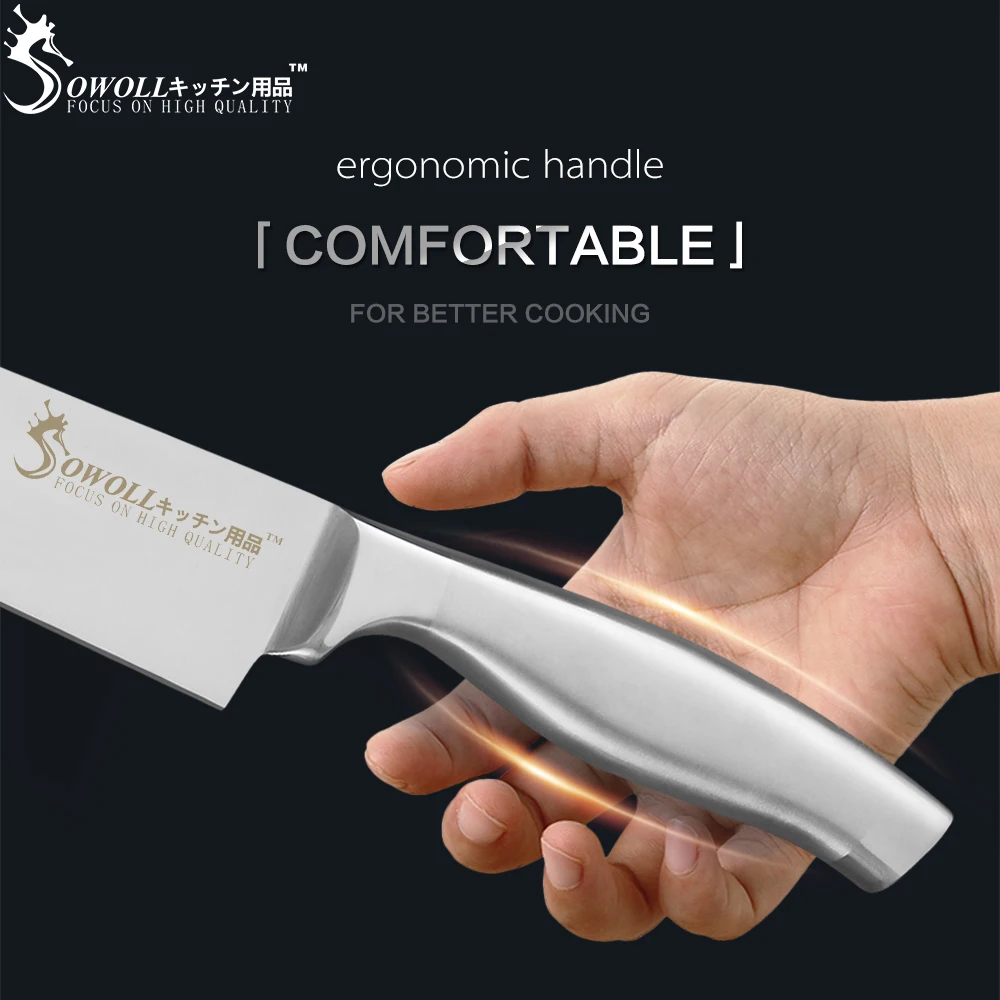 SOWOLL набор кухонных ножей 6 шт. набор фруктовых ножей Santoku для нарезки хлеба ножи шеф-повара острый нож из нержавеющей стали инструменты для приготовления пищи