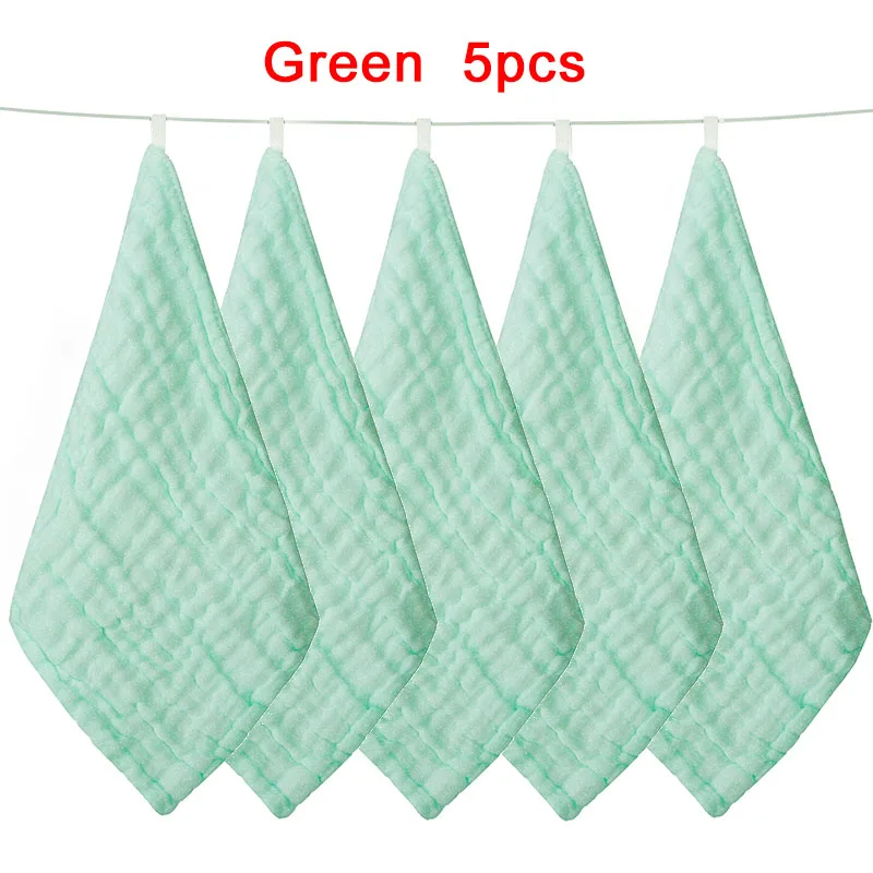 green-5pcs 30*30 см с пышной 6-слойной юбкой хлопок Детский носовой Платок Квадратный муслиновое полотенце из хлопка для малышей Уход за кожей лица Полотенца тканевая салфетка для очистки стекла новорожденных Полотенца - Цвет: green-5pcs