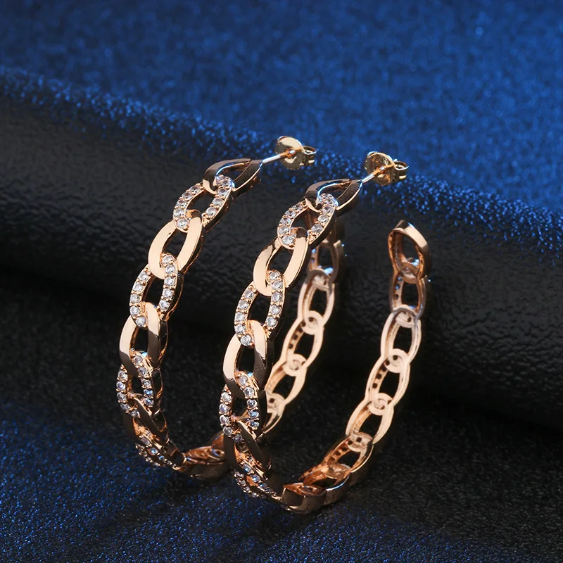 2019 New Gold Black Copper White AAA Cubic Zirconia Big Round Earrings Fashion Female Party Gift For Womens jewelry|Серьги-кольца| |