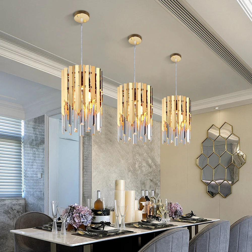 Small Round Gold k9 Crystal Modern Led Chandelier for Living Room Kitchen Dining Room Bedroom Bedside Luxury Indoor Lighting