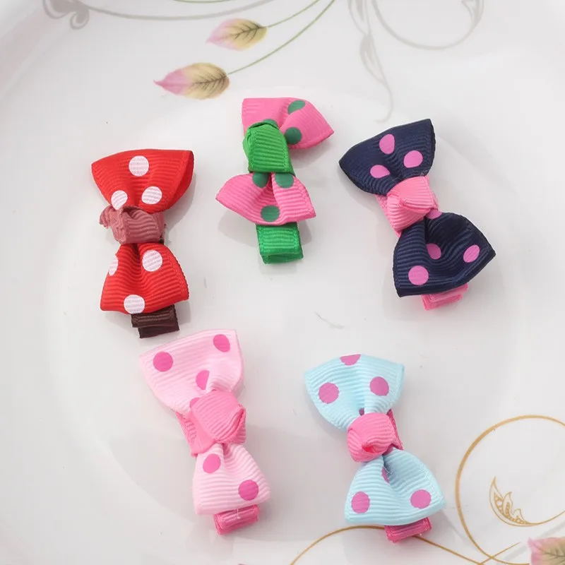 Q MISM 1PC Colorful Dot Bow Hairpins Hair Ornaments Cute Bow-Knot Princess Ribbon Clip Children Accessories | Детская одежда и
