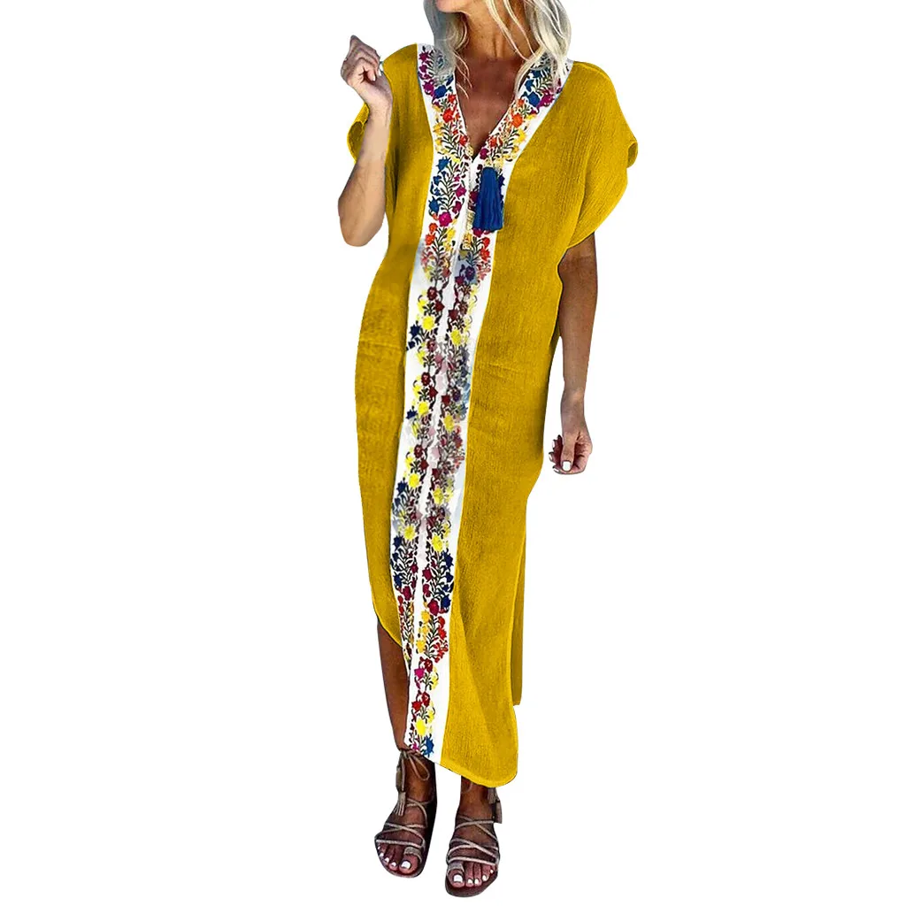 Женское винтажное платье с v образным вырезом плиссированное коротким рукавом и