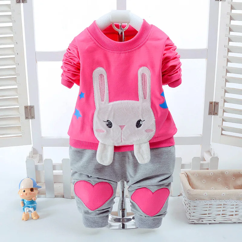 2017 Одежда для младенцев комплекты весенней одежды маленьких девочек футболка с