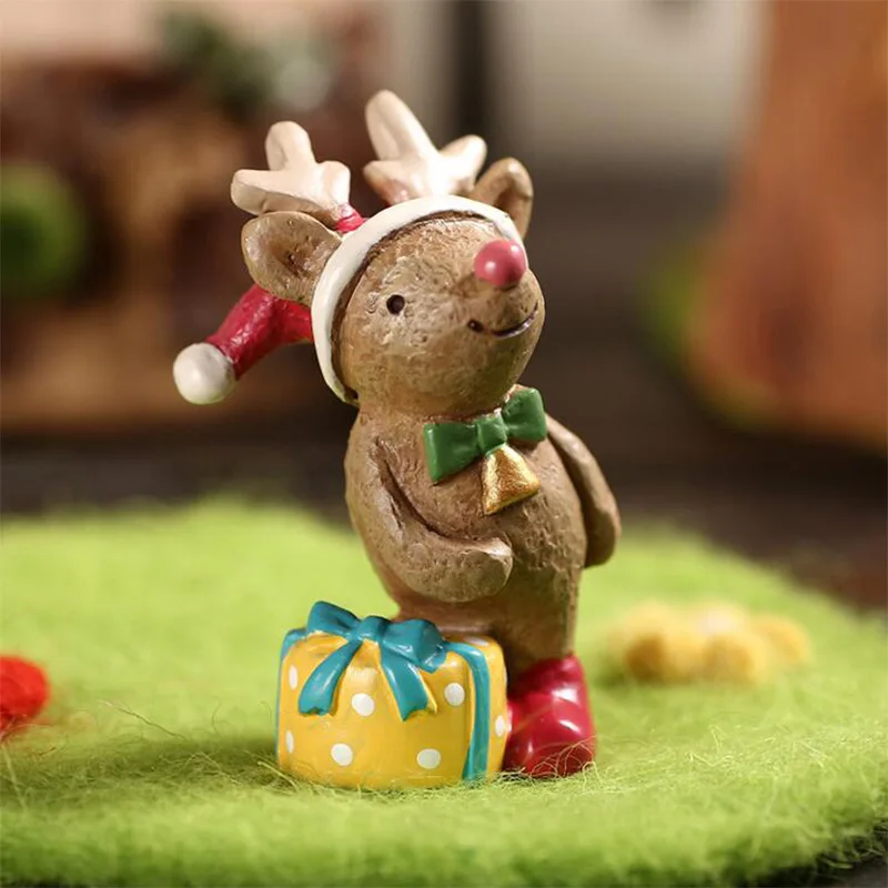 Подарок на рождественскую елку Статуэтка из смолы снеговик олень Санта Клаус