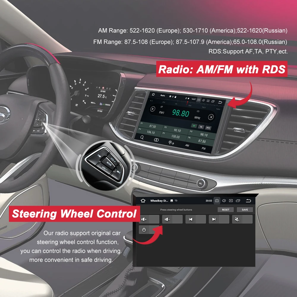 Автомобильный мультимедийный плеер Bonroad DVD 2din для Volkswagen Caddy Golf Passat Polo Tiguan Skoda Seat GPS